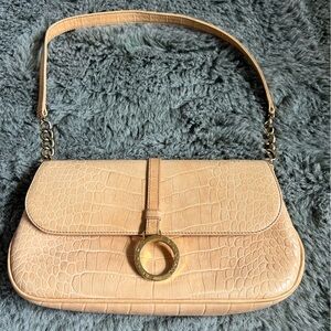 St John Leather Handbag Embossed Beige Made in Italy